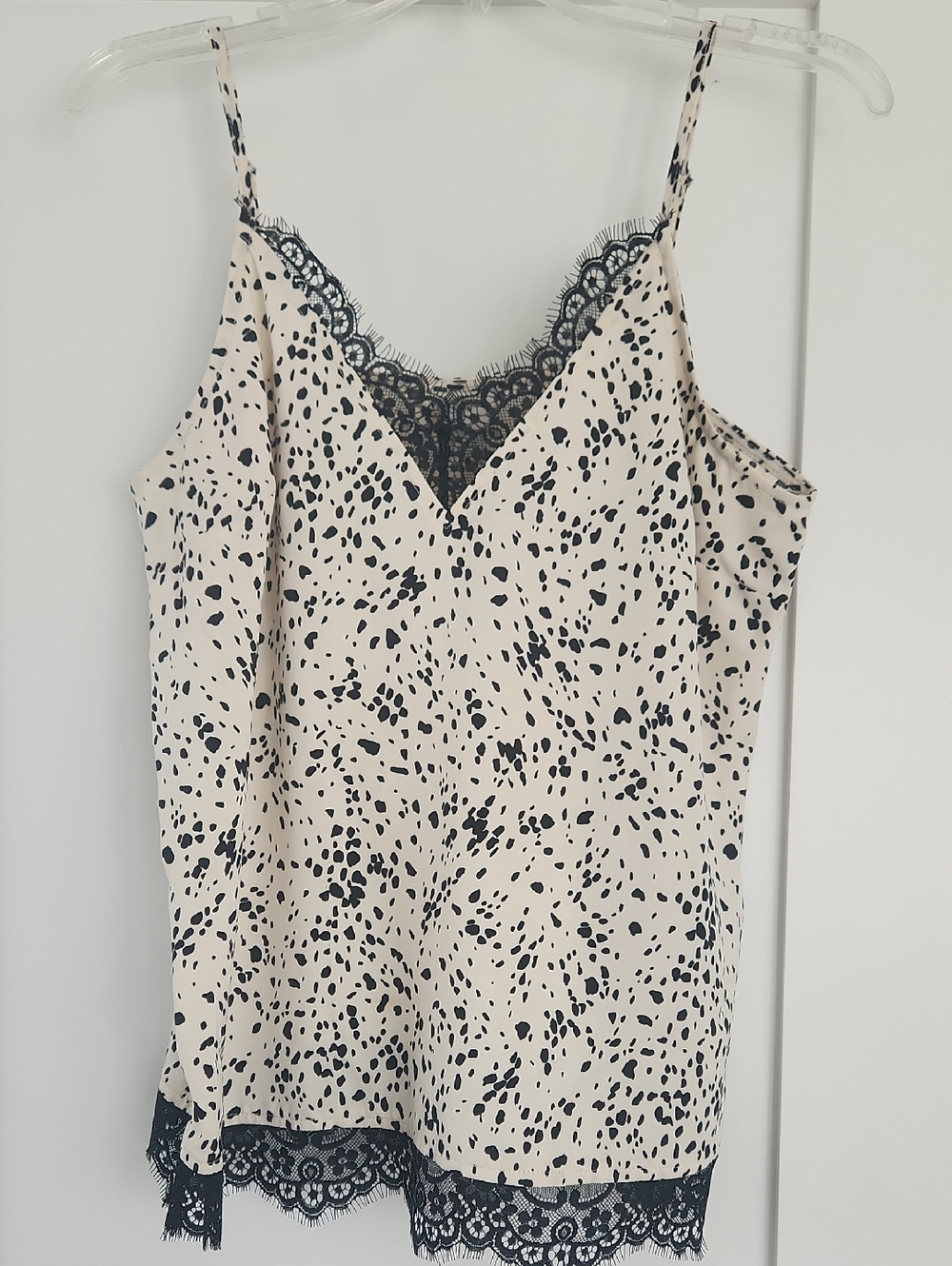 a new day Cream and Black Spotted Lace-Trim Camisole